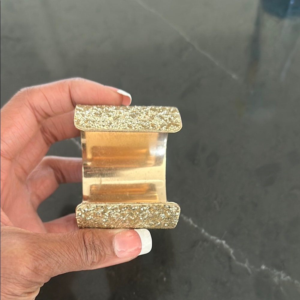 Gold Textured Cuff Bracelet - Picture 3 of 3